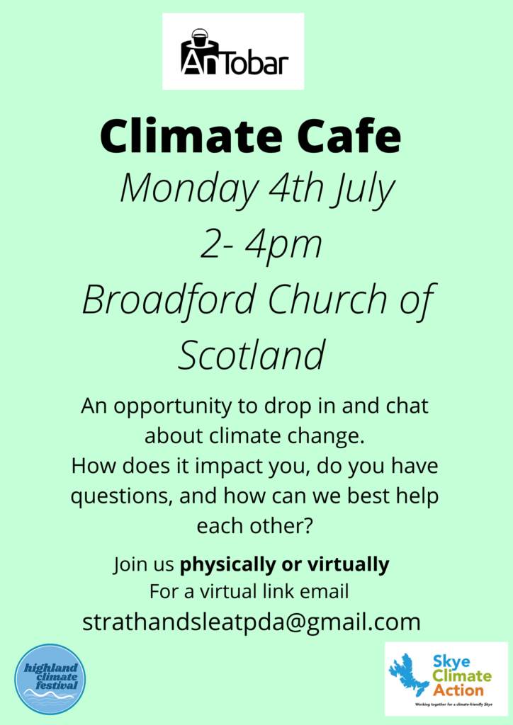 Notice of climate cafe on green background