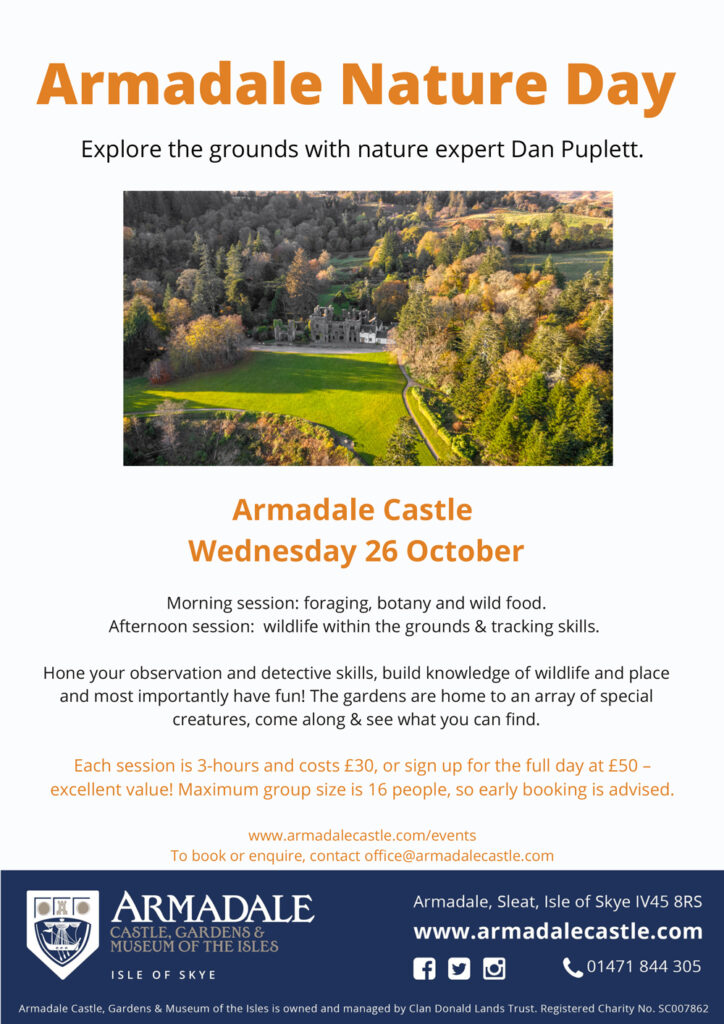 poster aerial view of gardens with text explaining event