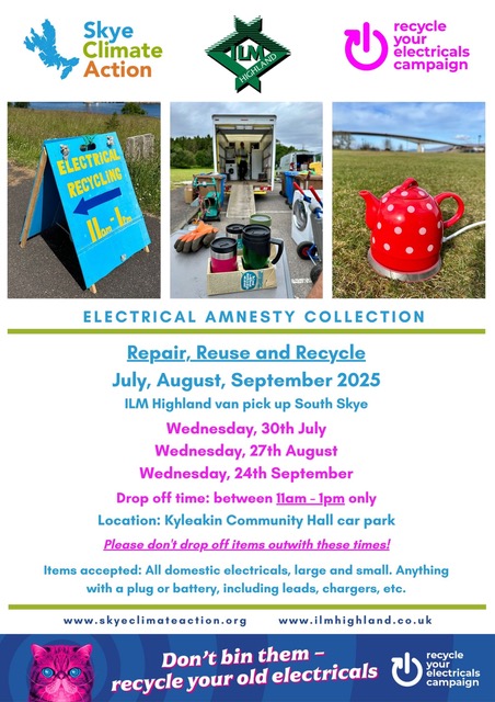 colourful electrical items and poster text